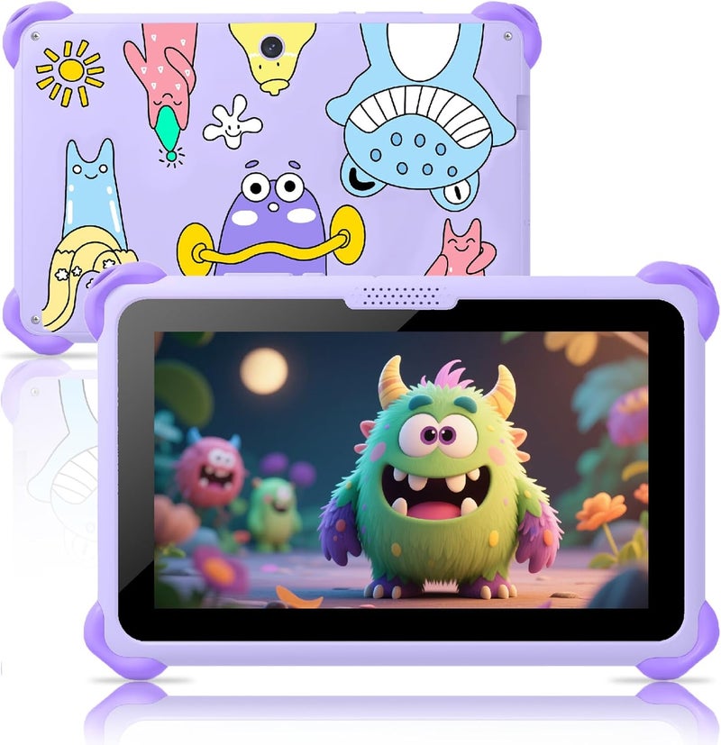 Trayoo Kids Tablet 7 inch Tablets for Kids 3-12, 32GB Android Toddler Tablet with Solid Case, YouTube, Netflix, GMS, Bluetooth, WiFi, Education Learning Apps Installed, Parent Control(Purple) - Image 1